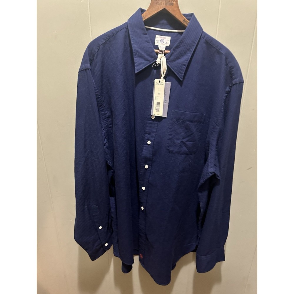 Tre Vero Shirt Men's XXL Blue Check Long Sleeve Button Down 100% Cotton Pocket